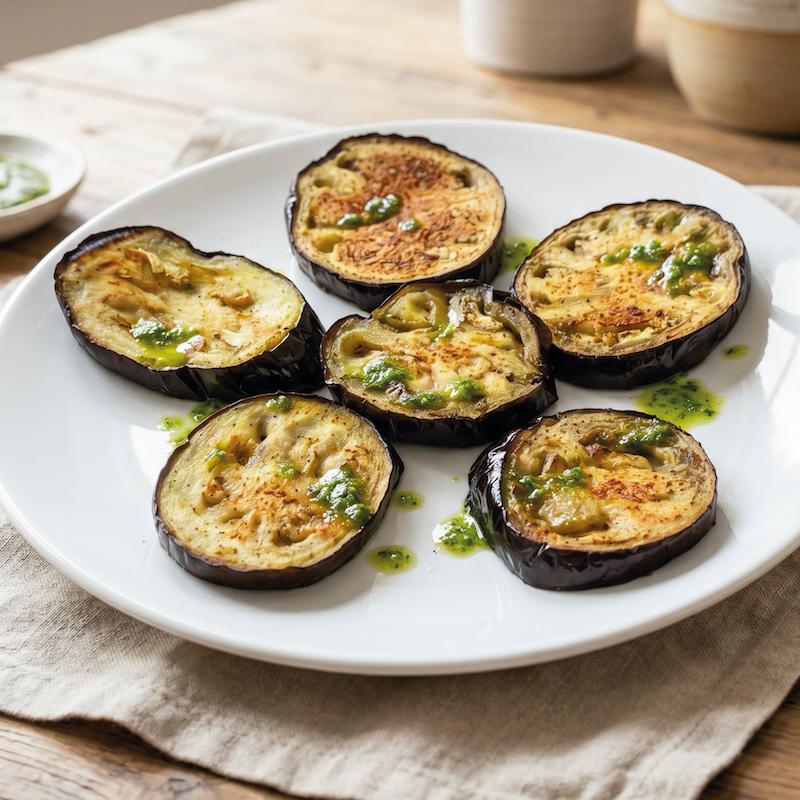 Gegrillte Auberginen mit Petersiliensauce