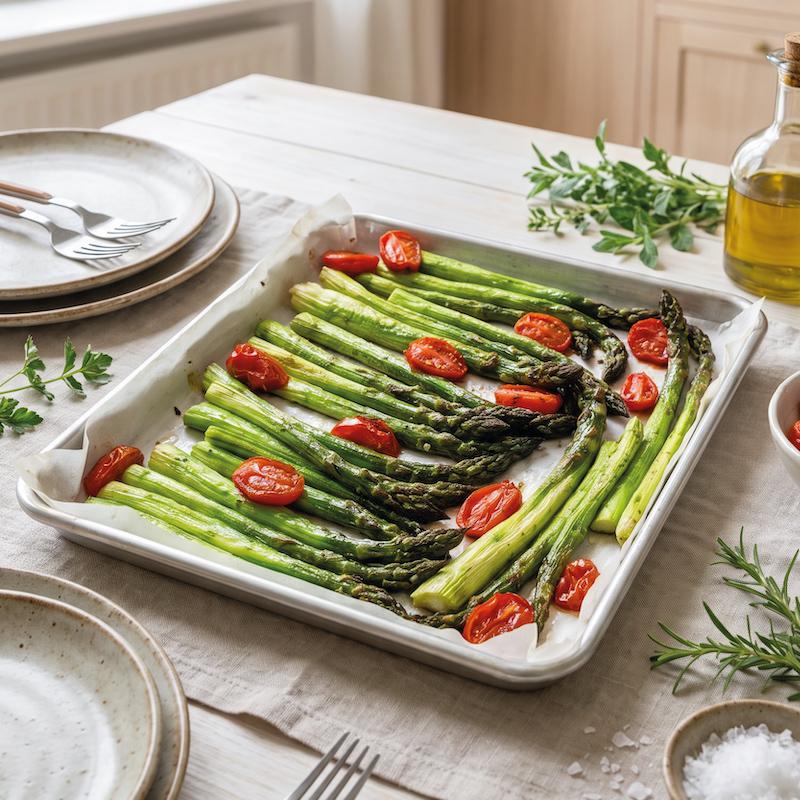 Gebackener Spargel mit Kirschtomaten