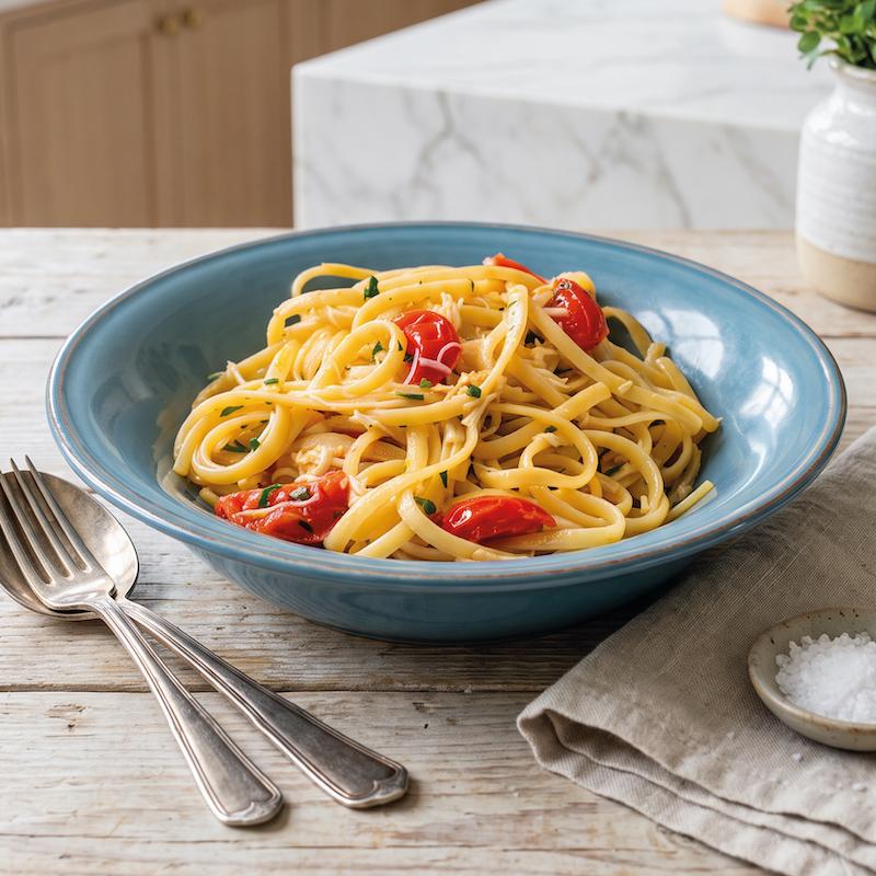 Tagliolini mit Krabbenfleisch und Datteltomaten
